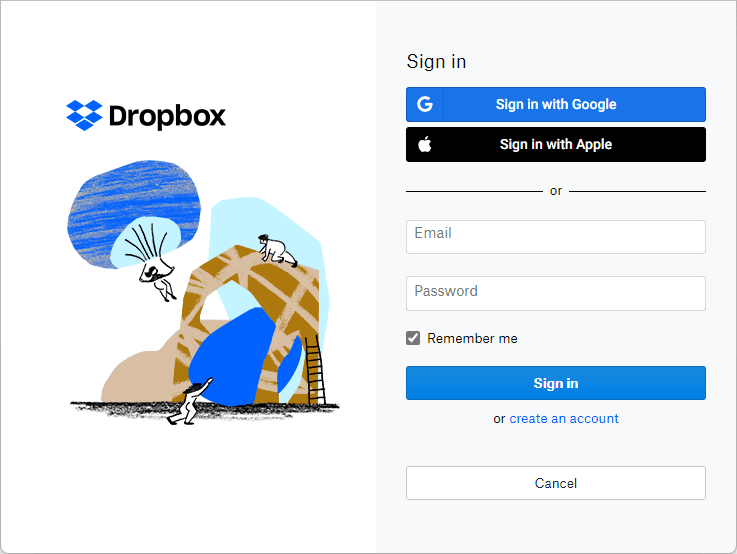 Dropbox sign in