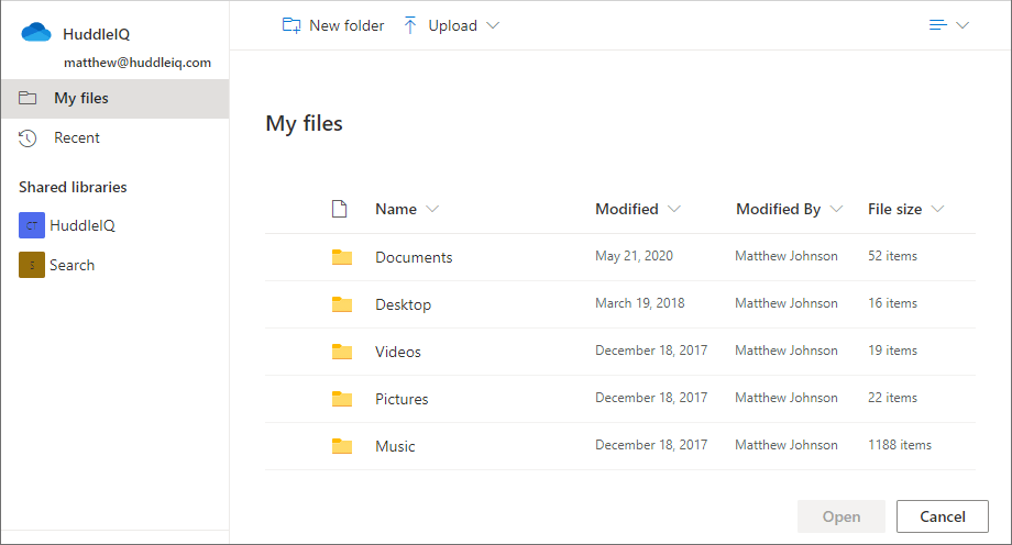 Microsoft oneDrive select files