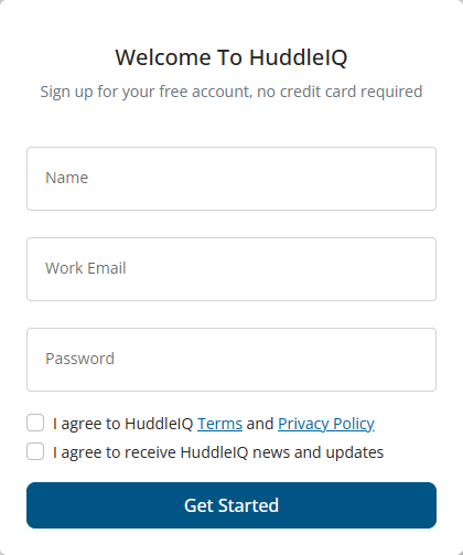 Create an account with huddleIQ