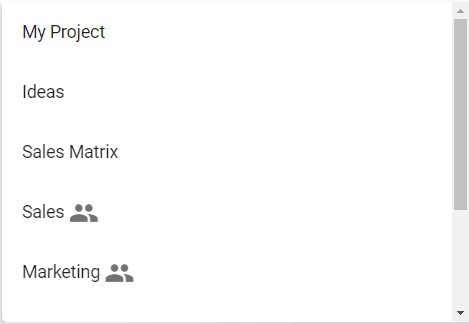 Project list drop-down example