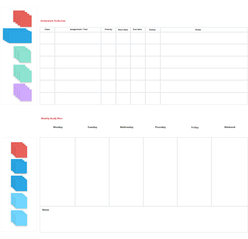 Homework to-Do list & weekly study plan