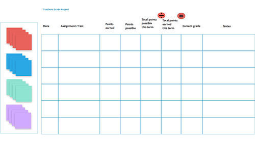 Teachers grade record template