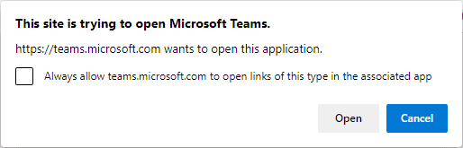 Microsoft teams integration browser permissions ask